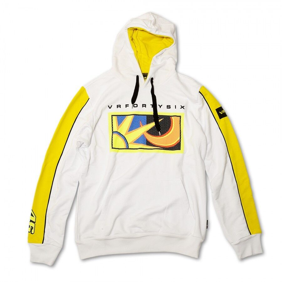 Official Valentino Rossi VR46 Sun And Moon White Hoodie Fleece - Vrmfl 51806