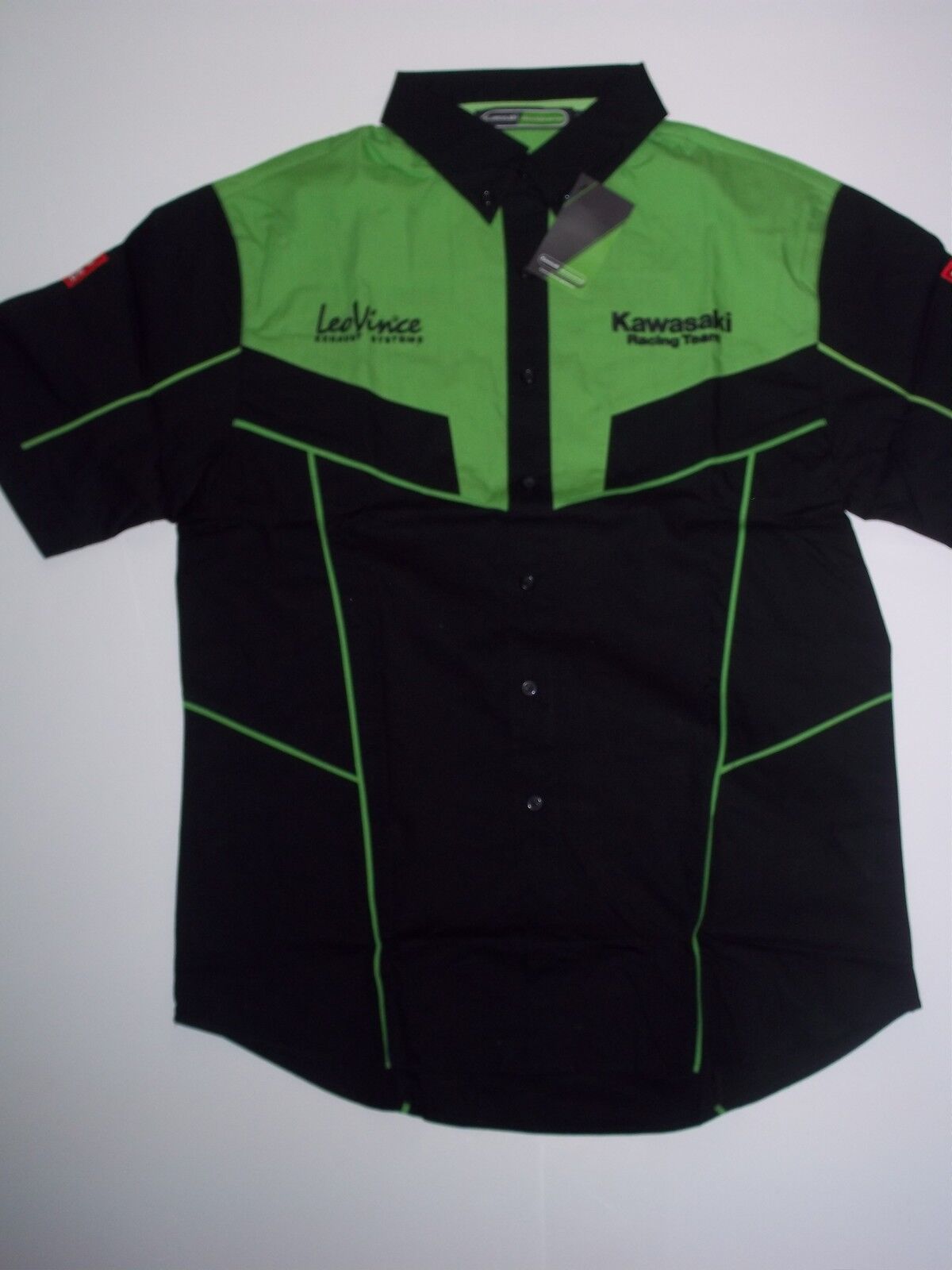 New Official Kawasaki Team Race Wear Black/Green Shirt
