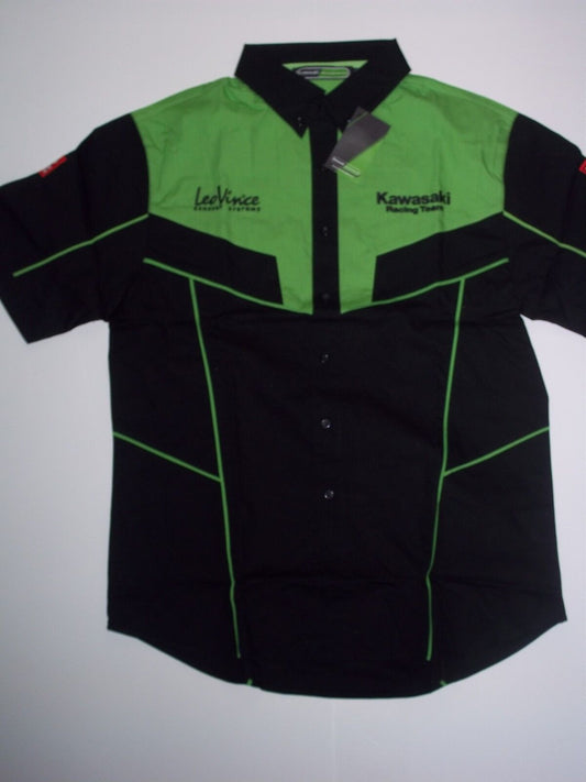 New Official Kawasaki Team Race Wear Black/Green Shirt